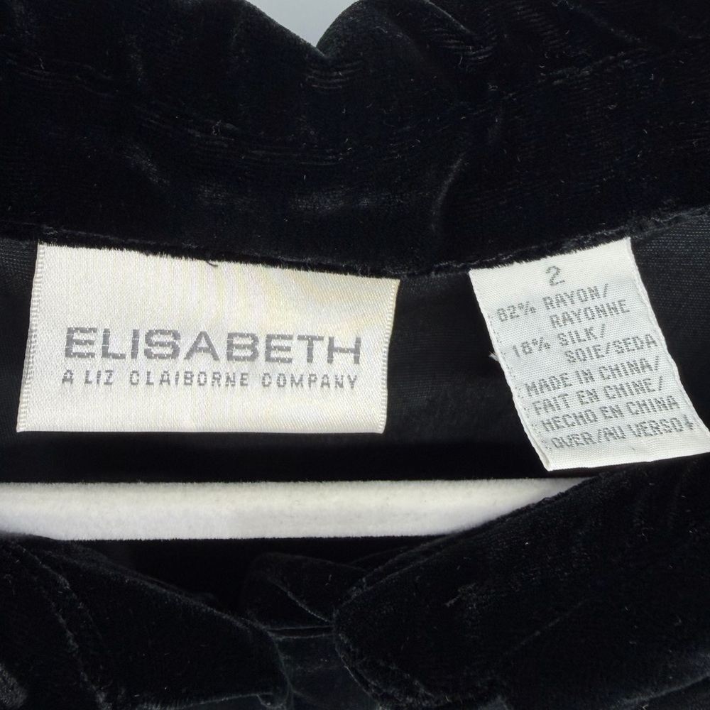 Vintage Liz Claiborne Black Silk Blend Velvet Button-Down Tunic Top, Women's 2X - Picture 6 of 6
